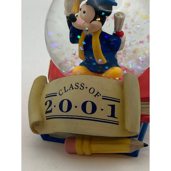 Vintage Disney Mickey Mouse Snow Globe Class of 2001 Cap Gown 2.75 Inch Tall - Picture 2 of 9
